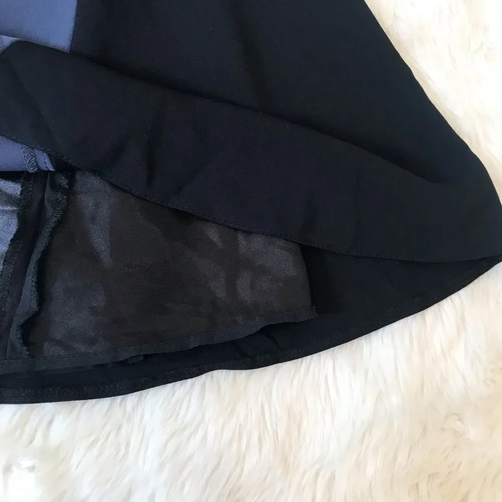 TAHARI Black Navy Skater Mini Skirt A-Line Colorblock Short Office Career Size 4